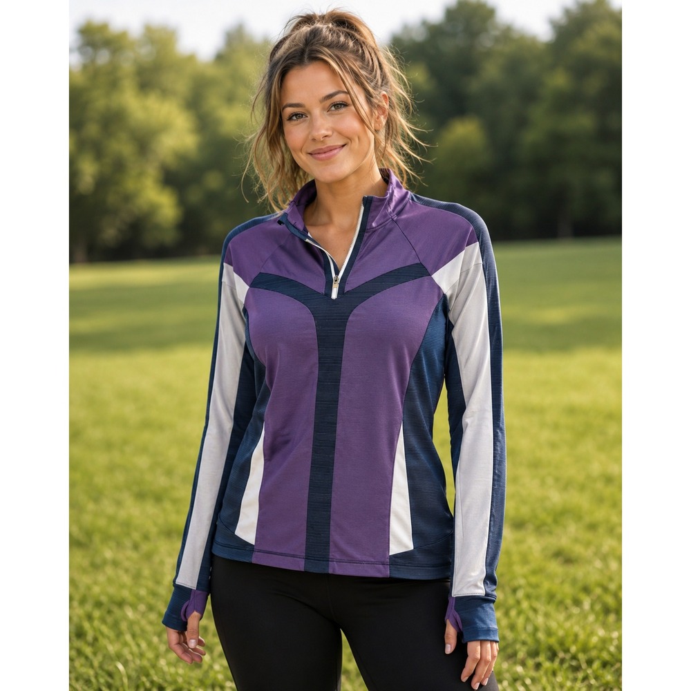 MPG Activewear Track Jacket Women M Medium Purple High Neck Zipper Long Sleeve